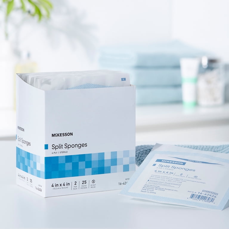 McKesson Sterile 6Ply Absorbent Dressing, IV Split Sponge, 4x4 in