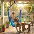 thumbnail image 2 of Outsunny Hammock Chair, Swing Hanging Macrame Chair, Blue and Green, 2 of 10