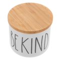 thumbnail image 2 of White Ceramic Canister with Wooden Lid Kitchen Storage Jar for Spice Coffee Tea Candy 12.5 oz, 2 of 5