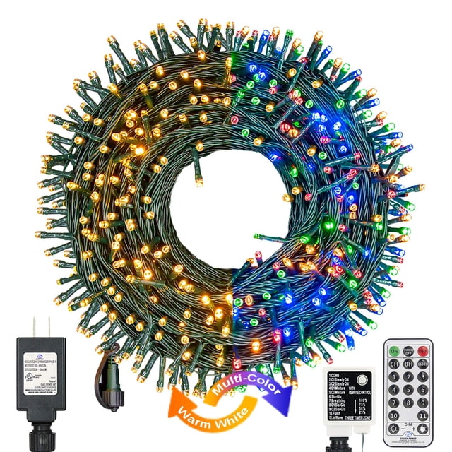 Luces para árbol de Navidad Decute, 300 LED, 108 pies, 11 modos, resistentes al agua