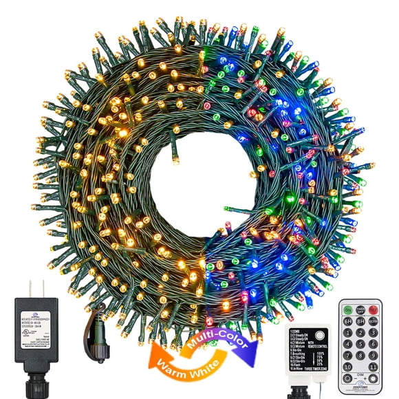 Luces para árbol de Navidad Decute, 300 LED, 108 pies, 11 modos, resistentes al agua