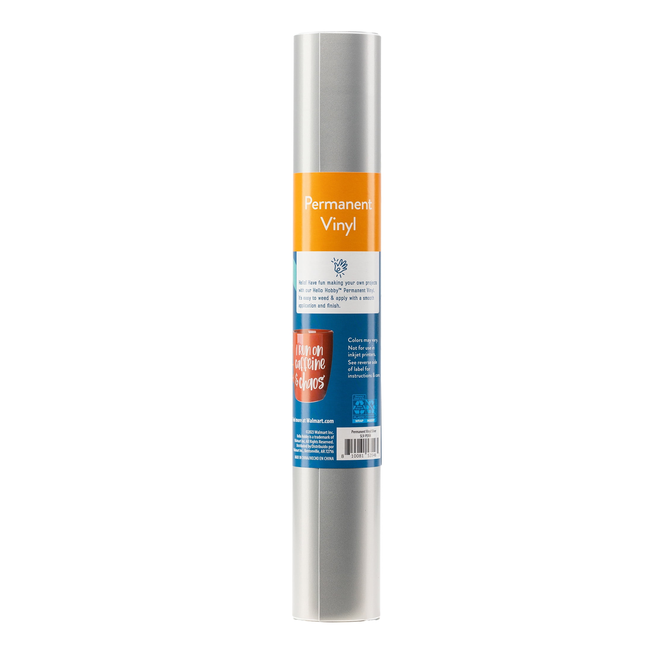 Hello Hobby 12" x 4' Silver Permanent Craft Vinyl Roll