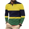 thumbnail image 2 of DecSea Polo à Manches Courtes et Longues pour Hommes Chemise Décontractée Patchwork 1/4 Zip Col, 2 of 5