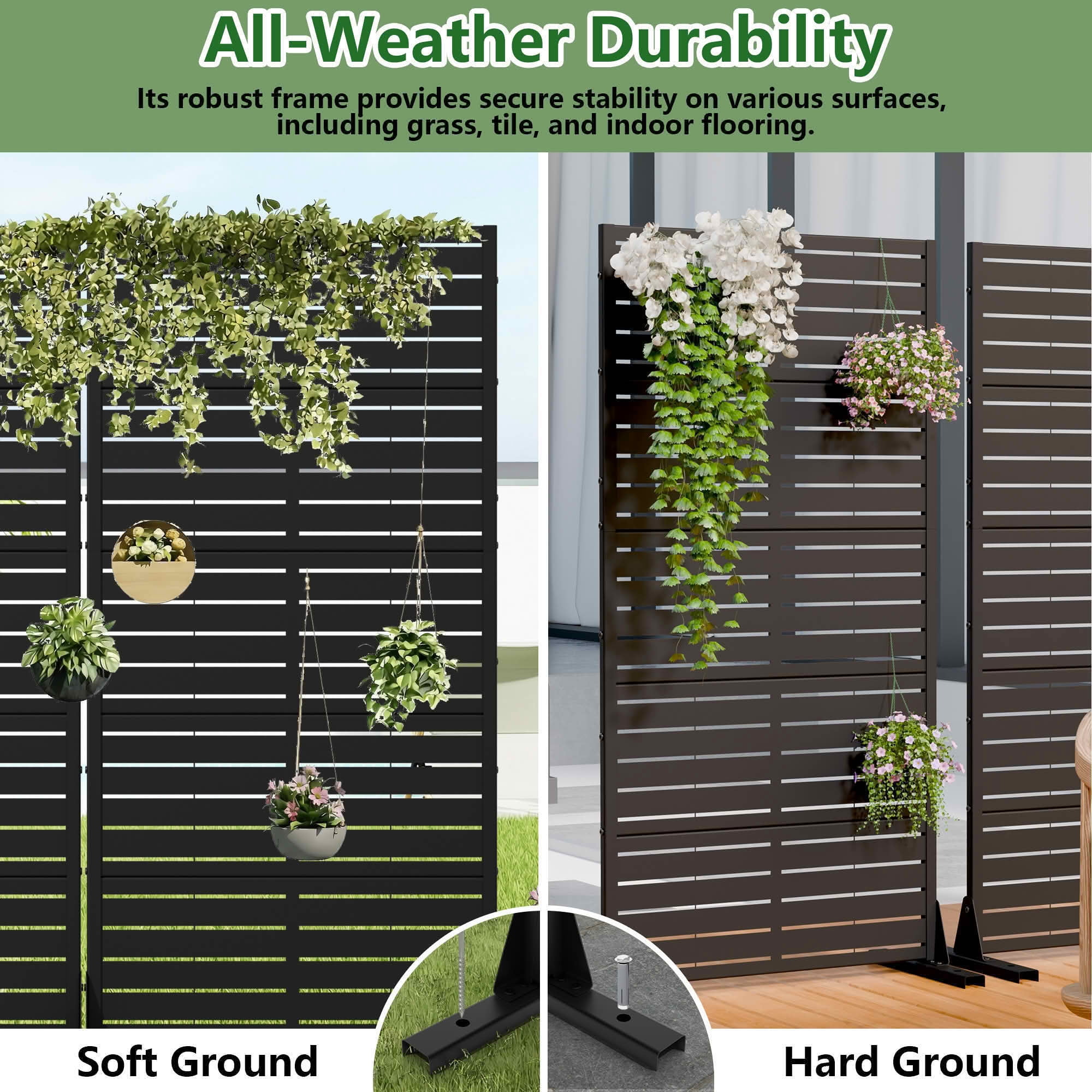 MAYEERTY 60x30 Black Double-sided Outdoor Natural Privacy Panel Screen, 5 Piece Set Natural Folding Divider for Backyard and Garden