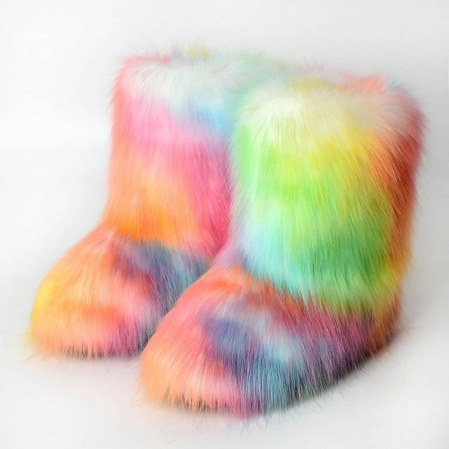Bottes de Mode pour Femmes Imitation Couleur Animale Plus Bottes en Cachemire Bottes de Neige