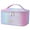 Pink, variant on Travel Waterproof Women Girls Cosmetic Pouch Case Organizer Makeup Bag with Zipper, Gradient Colorful, Rainbow Pink
