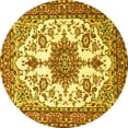 thumbnail image 1 of Ahgly Company Machine Washable Indoor Round Medallion Yellow Traditional Area Rugs, 4' Round, 1 of 4