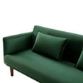 thumbnail image 6 of Aukfa 76" Velvet Futon Convertible Sofa Bed, 3 Seater Arm Couch for Home Office, 2 Pillows, Green, 6 of 12