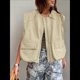 thumbnail image 5 of Chaleco Informal con Cremallera para Mujer, Estilo Cargo, Extragrande, con Dobladillo Fruncido, Sin Mangas, Chaquetas y Tops. Caqui L, 5 of 8