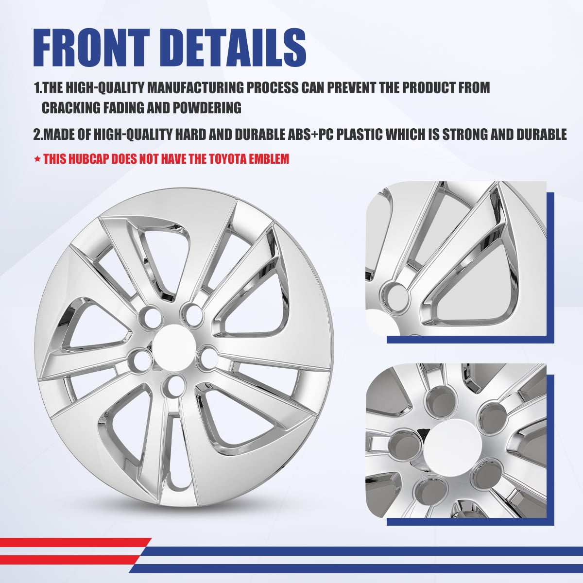 4PCS/Set 15" Wheel Rim Cover Hubcaps Compatible with 2016-2022 Toyota Prius/Prime & 2020-2024 Corolla Hybrid Replacement Snap On Hub Cap,Chrome