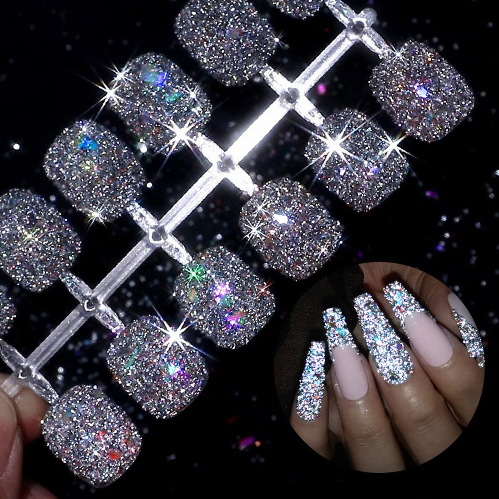 HSMQHJWE Nail Sponge for French Tip Reflective Sky DIY Diamonds