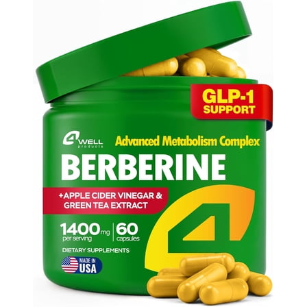 4Well Berberine Supplement - Triple Strength GLP-1 Activator with Apple Cider Vinegar & Green Tea Extract - Body Composition Support, Digestive Health, Support Heart Health