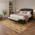 thumbnail image 2 of 5x7 Washable Rugs for Living Room and Bedroom, Machine Washable Non Slip Low Pile Rug, Lightweight Indoor Area Rug with Houndstooth Print Pattern, Mustard Gold, 2 of 5