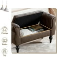 thumbnail image 5 of Upholstered Faux Leather Storage  with Arms and Wooden Legs, 39.76" Modern Button Tufted Benches for Bedroom End of Bed , Living Room Entryway Sitting Window Benches for Hallway, Brown, 5 of 9