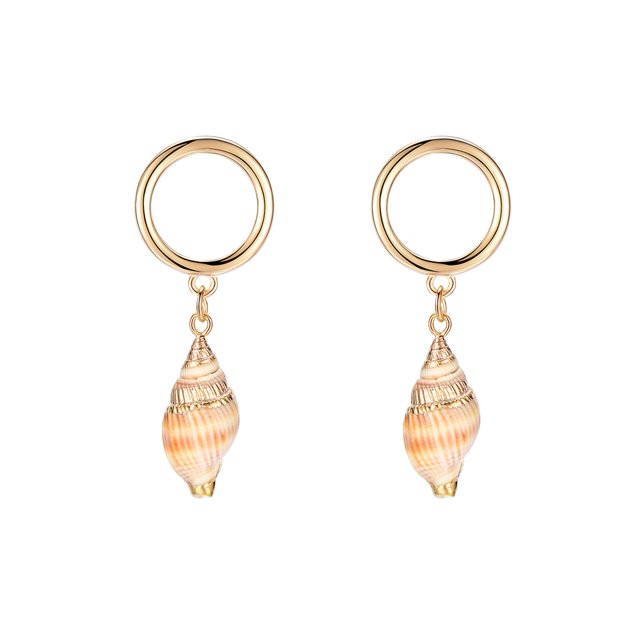 Pendientes de moda para mujer y niña, accesorio de joyería con decoración de concha