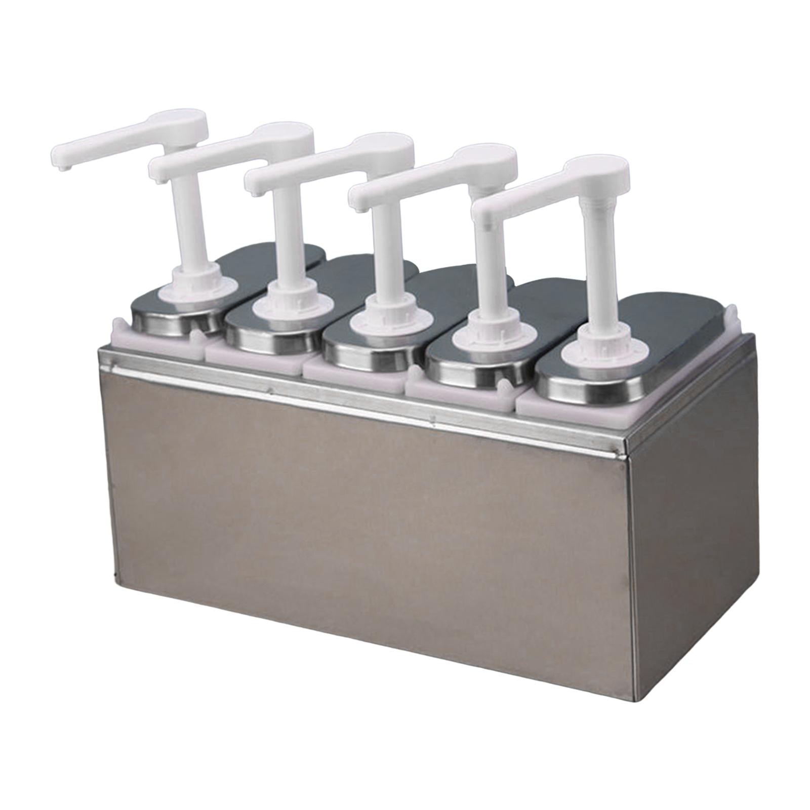 Fiocias Condiment Pump Dispenser 1.4L Detachable Hand Press Syrups Salad Dispensing Tool Five head