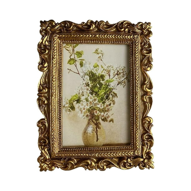 Portafotos rectangular ornamentado, expositor de fotos europeo para colgar en la pared, ideal para estantería, pasillo y decoración del hogar.