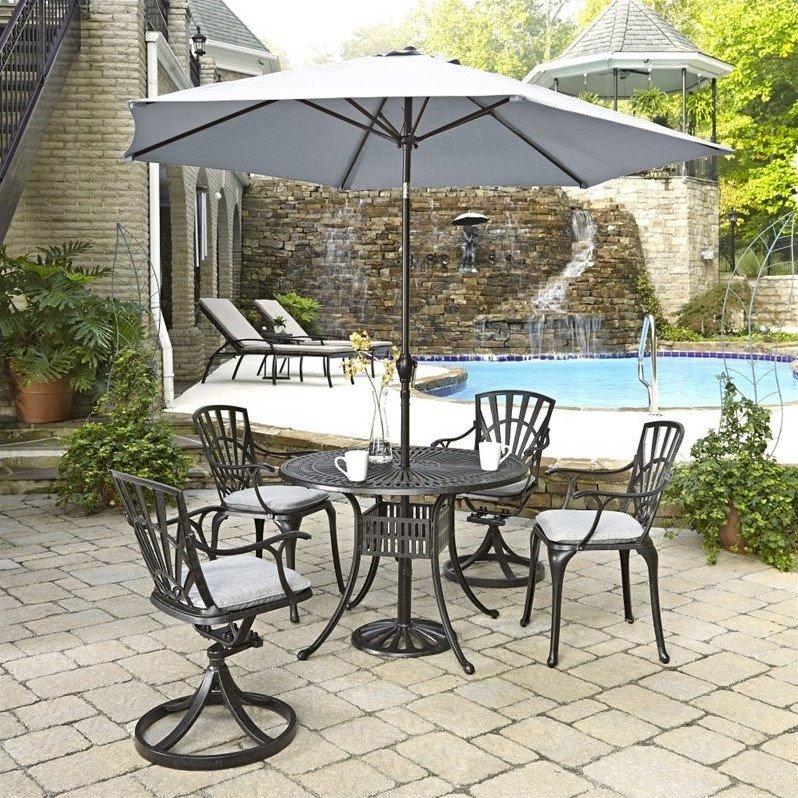 Home Styles Largo 6 Piece Patio Dining Set With Umbrella In