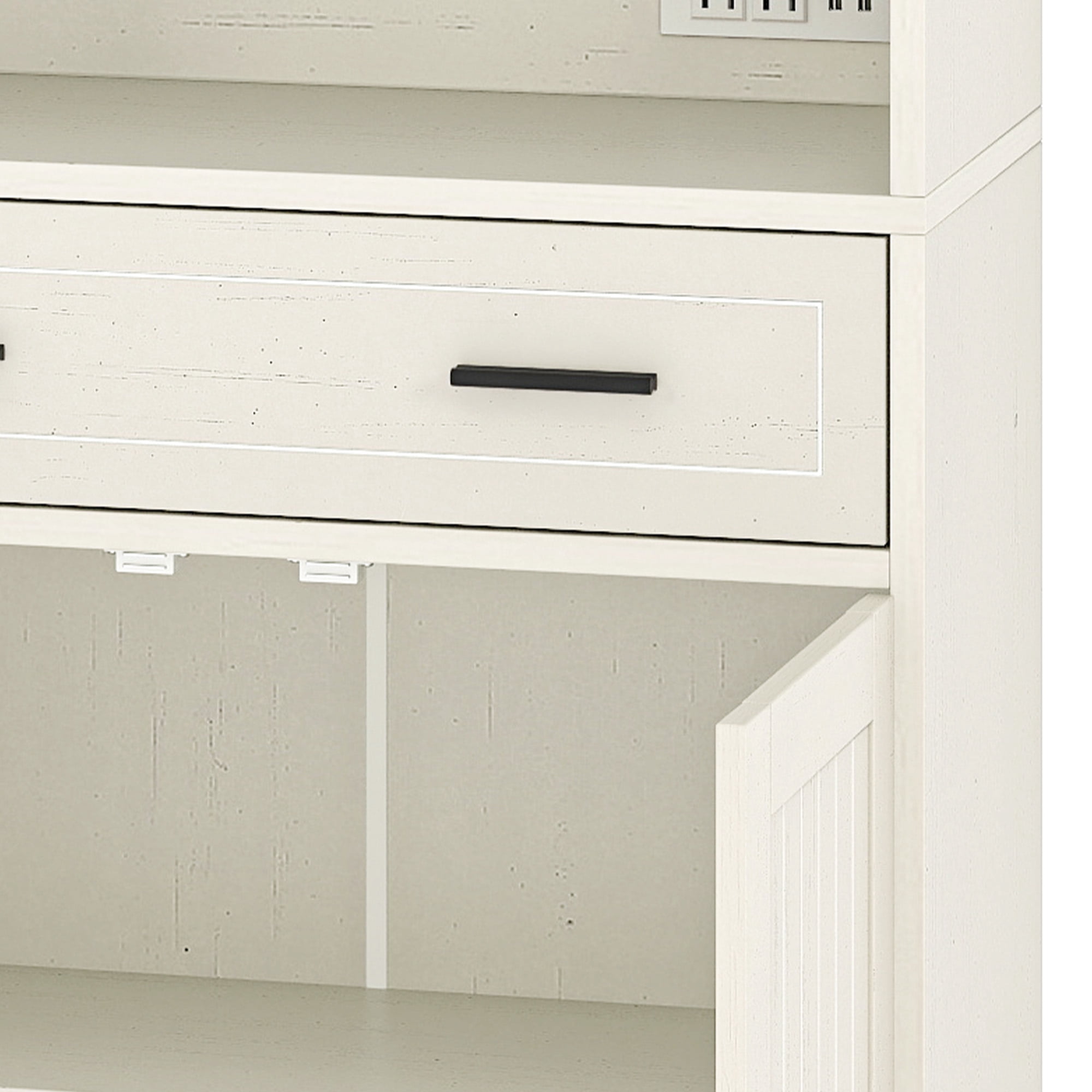 Uforic 67"H Pantry Storage Cabinet with Power Outlets, Kitchen Cabinet with Doors & Drawer, White