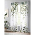 thumbnail image 4 of Sheer Curtains 84 Inches Long, Sage Green Eucalyptus Leaves Light Filtering Window Curtains for Living Room, Spring Botanical Floral Rod Pocket Voile Sheer Curtain Drapes, 52"W x 84"L, 2 Panels, 4 of 8