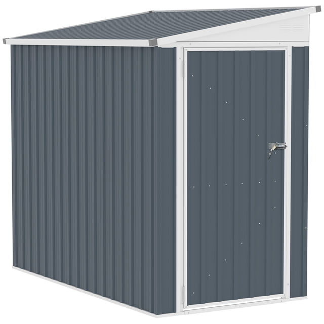 Outsunny 4' x 6' Metal Outdoor Lean to Garden Storage Shed with Lock