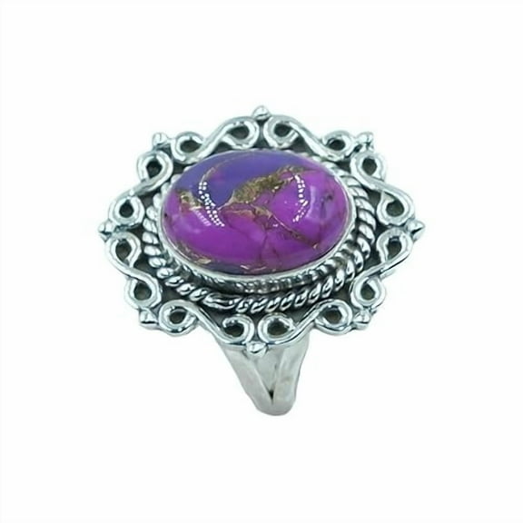 Natural Purple Copper Turquoise 925 Sterling Silver Handmade Stacking Unique Design Ring Gift Jewelry