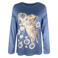 thumbnail image 4 of Pompotops T-Shirt à Manches Longues Décontracté pour Femmes, Col Rond, Imprimé Chat, 4 of 4