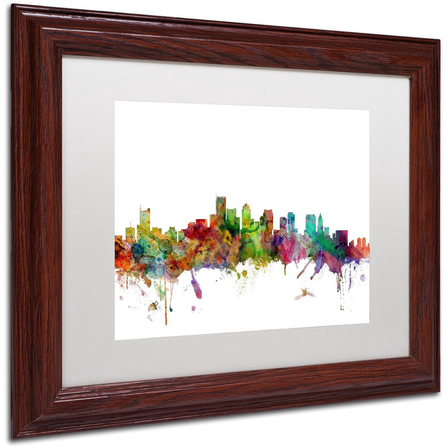 Trademark Fine Art 'Boston Massachusetts Skyline' Canvas Art by Michael Tompsett, White Matte, Wood Frame
