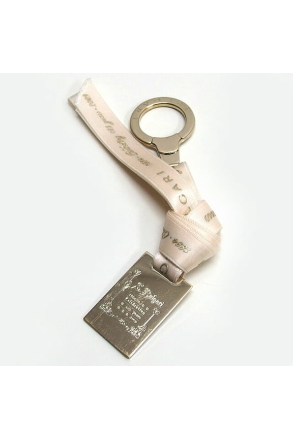 Pre-Owned Bvlgari Bulgari Square Plate Ribbon Key Ring Champagne Gold