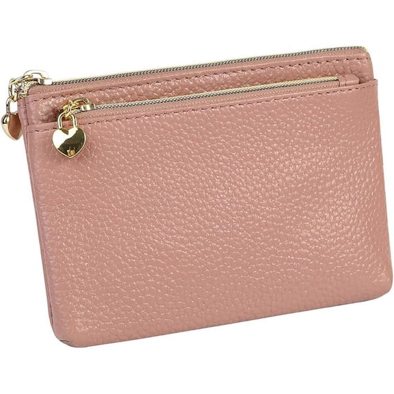 CAILDANL Women's Genuine Leather Coin Purse Zipper Pocket Size Pouch Change Wallet