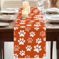 Red Rustic Long Rug Rustic Red White Dog Paw Table Runner, Cute Paws Prints Farmhouse ...