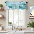 thumbnail image 2 of Valance Curtains for Windows Turquoise Marble Kitchen Curtians Window Treatment Modern Abstract Art Topper Curtain Rod Pocket Valances for Kitchen Bathroom Living Room 60x18in, 2 of 9