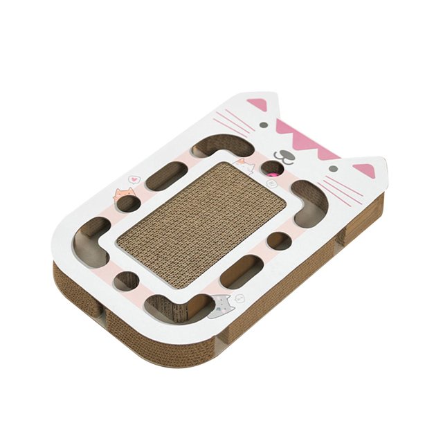 Almohadilla rascadora de juguete para gatos con pista de bolas de interacción, juguete interactivo, rascador ocupado para gatos de interior, ejercicio Rostro