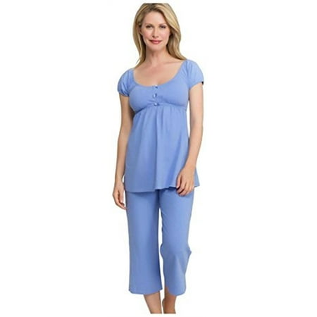 2 Piece Capri Pullover - QT Intimates 2 Piece Capri Pant PJ Set #3364,Medium,Cornflower Blue