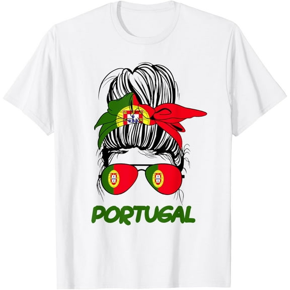 Portuguese Girl Messy bun Portugal woman Pride Patriotic T-ShirtMen and women, White T-shirt, size: Extra large