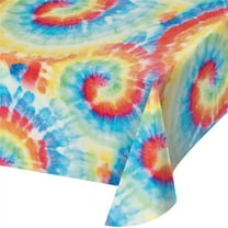 Creative Converting 354564 54 x 108 in. Pl AOP Tie Dye Swirl Tablecover, Multi Color