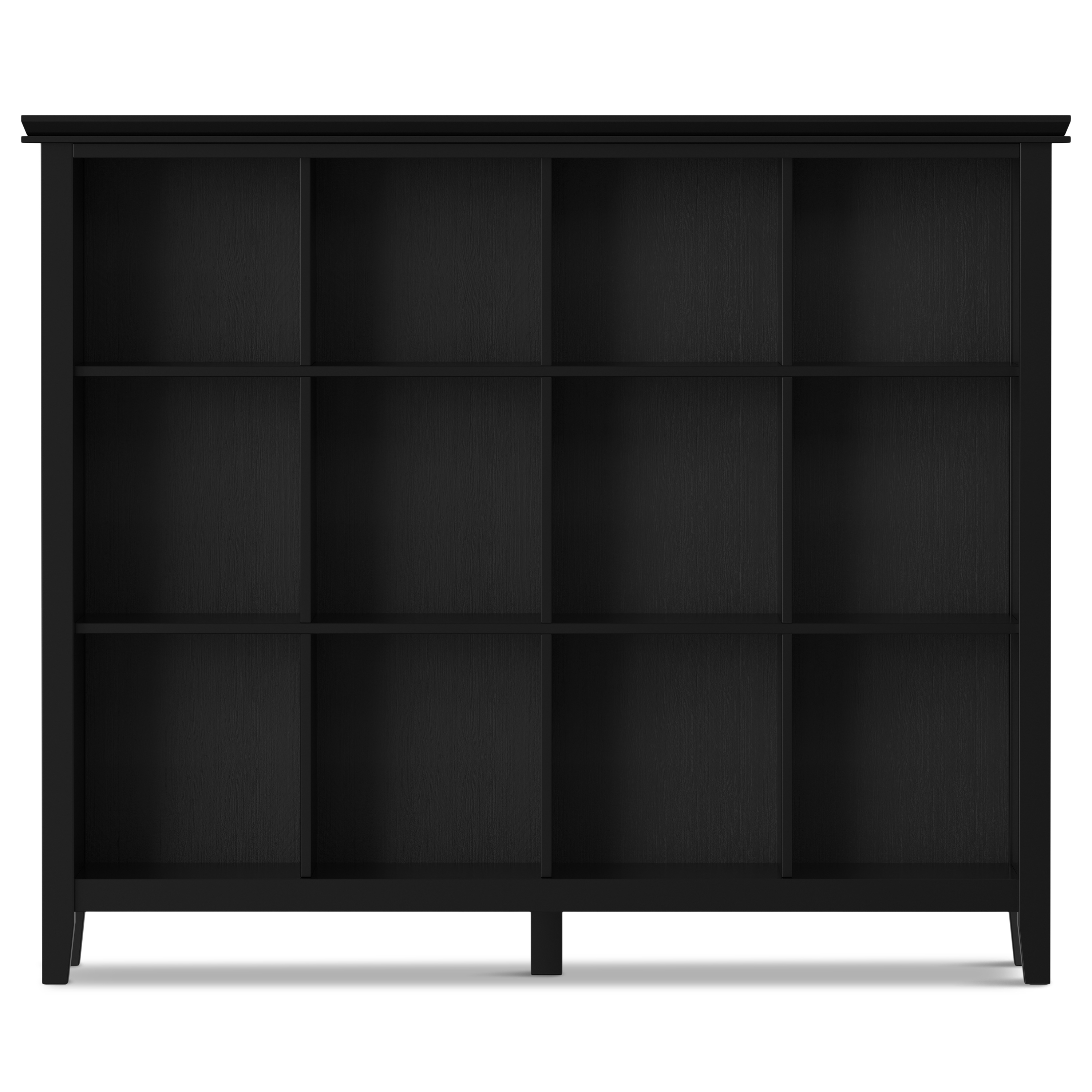 Simpli Home Artisan 48 inch x 57 inch Solid Wood Transitional 12 Cube Storage in Black