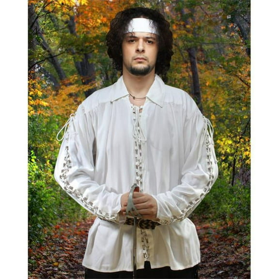 The Pirate Dressing C1109 Metal Loop Country Shirt- White - Small & Medium