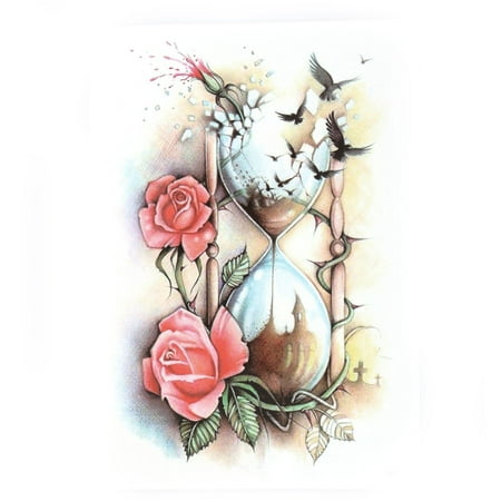 Body Arm Art Flower Hourglass Eagle Pattern Removable Sticker Temporary (Best Flower Tattoos For Men)