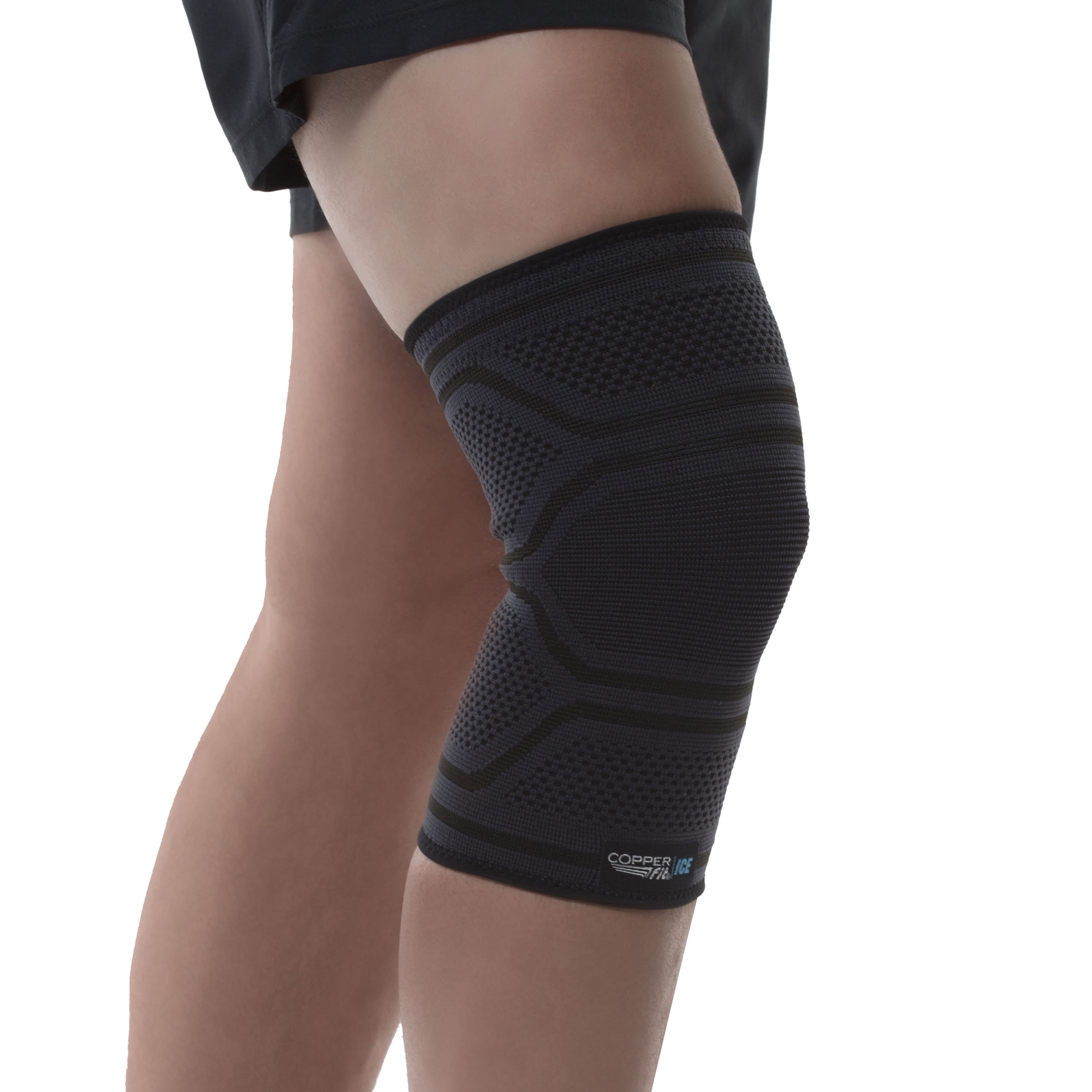 L CopperHealth Copper Performance Compression Knee Sleeve Supports Black Fit 