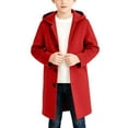 thumbnail image 4 of Xdegoge Boys Winter Wool Coat Hooded Long Overcoat Warm Outerwear for Kids Long Sleeve Fashion Jackets with Pockets, 4 of 7