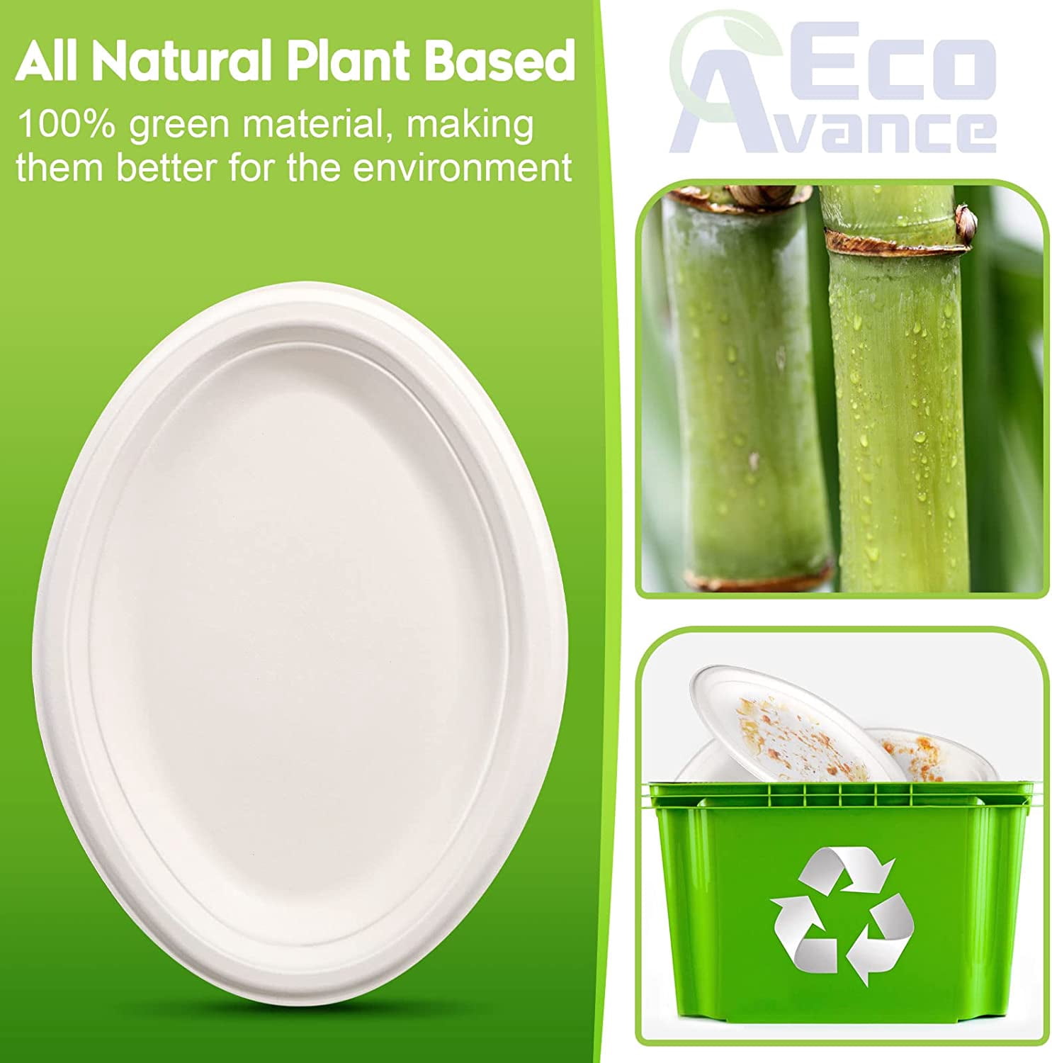 100% Compostable White Oval 12.5-inch Paper Tray Heavy Quality Disposable Plates.