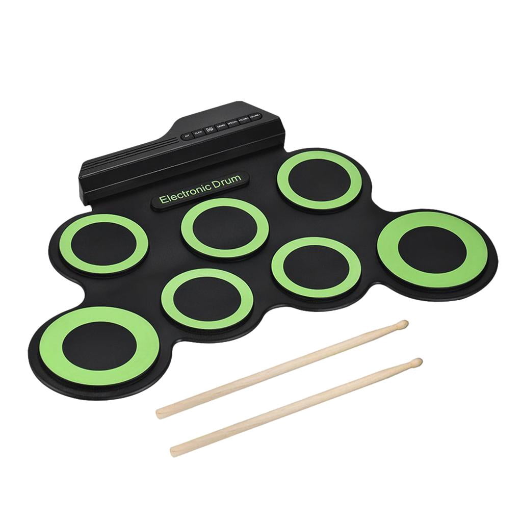 LeeQinersw USB Hand Roll Up Drum Pad Kit with Built-in Speaker Drum Pedals Drum Sticks - , 2