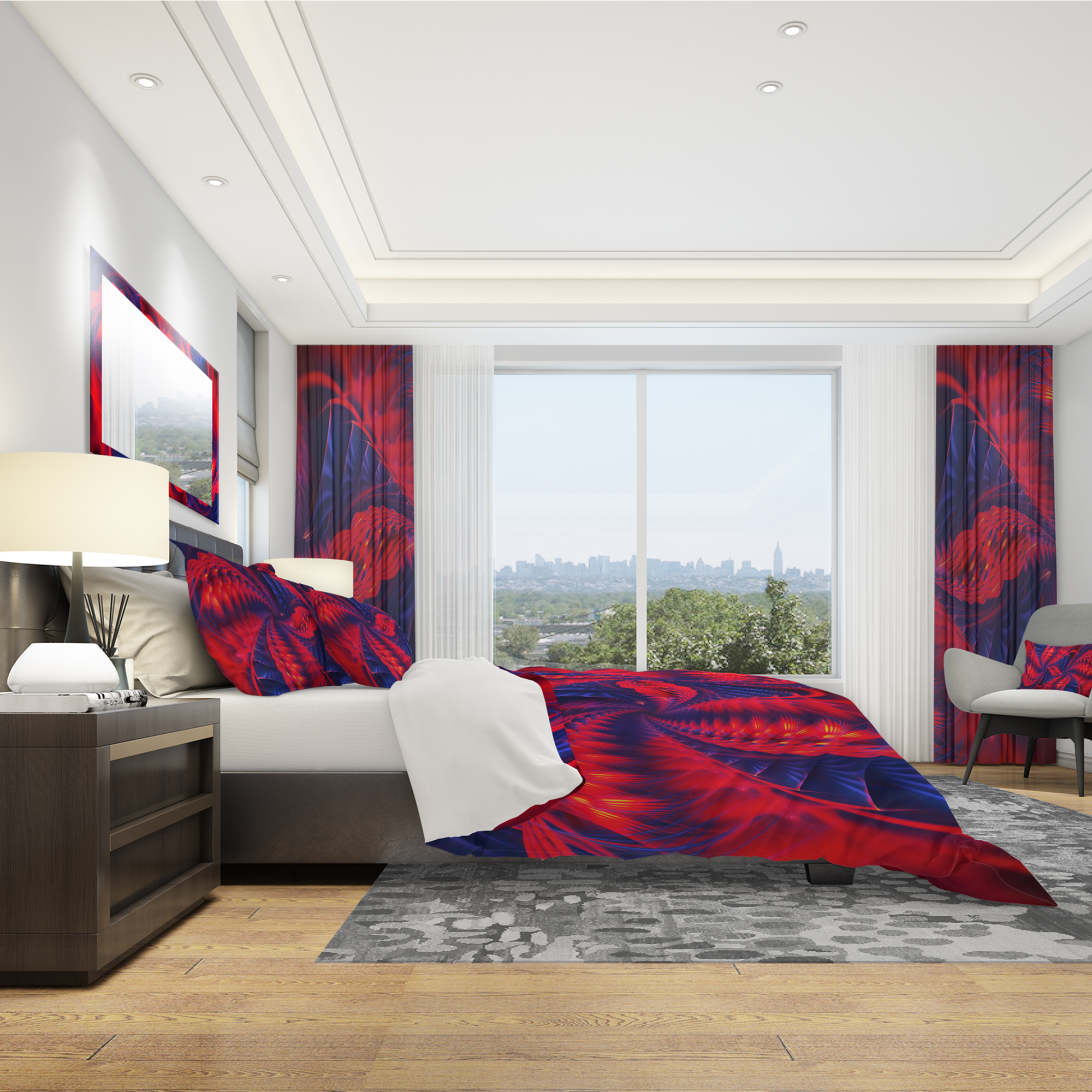 Designart 'Red and Purple Pinwheels' Modern & Contemporary Duvet Cover Set