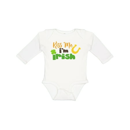 

Inktastic Saint Patrick s Day Clovers Kiss Me I m Irish Gift Baby Boy or Baby Girl Long Sleeve Bodysuit