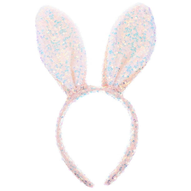 BRIGHTFUFU Diadema con orejas de conejo, diadema brillante de Pascua, diadema para Cosplay, accesorio para el cabello