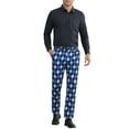 thumbnail image 2 of INSPIRE CHIC Men's Pants Diamond Plaid Flat Front Straight Leg Trousers 30 Blue Black, 2 of 6