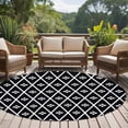thumbnail image 6 of Minimalist Art Round Rug 7ft Washable Circle Rugs Non Slip Boho Abstract Floral Lattice Black Large Area Rug Indoor Floor Carpet for Bedroom Kitchen Living Room Home Office Dining Room Nursery, 6 of 9