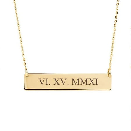 Rose Gold Necklace Under 10 Personalized Rose Gold Women's Roman Numerals Pendant Stainless Steel Bar Custom Made Engravable Necklace Birthday Annivarsary Jewelry Free Gift Box Ships Next Day ()