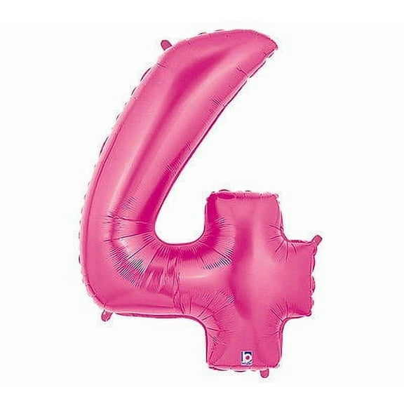 (1) Number FOUR #4 4th PINK Girl Birthday Party Figure Mylar Balloon JUMBO 34"